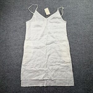 Amazhiyu 100% Linen Tunic Dress White Spaghetti Strap Sheer NWT S